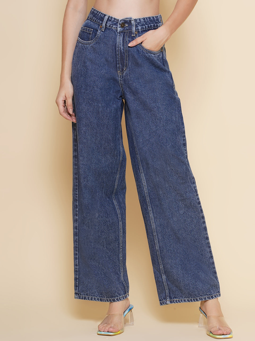 Blue Womens Baggy Fit Jeans