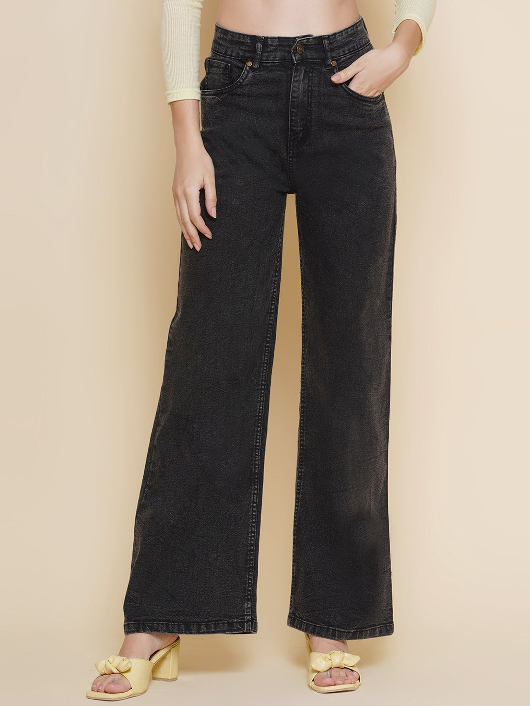 Womens Charcoal Grey Straight Fit Jeans