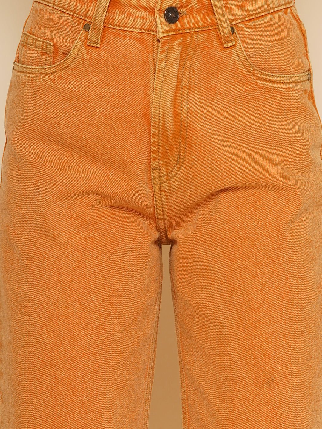 Women Regular High Rise Orange Jeans