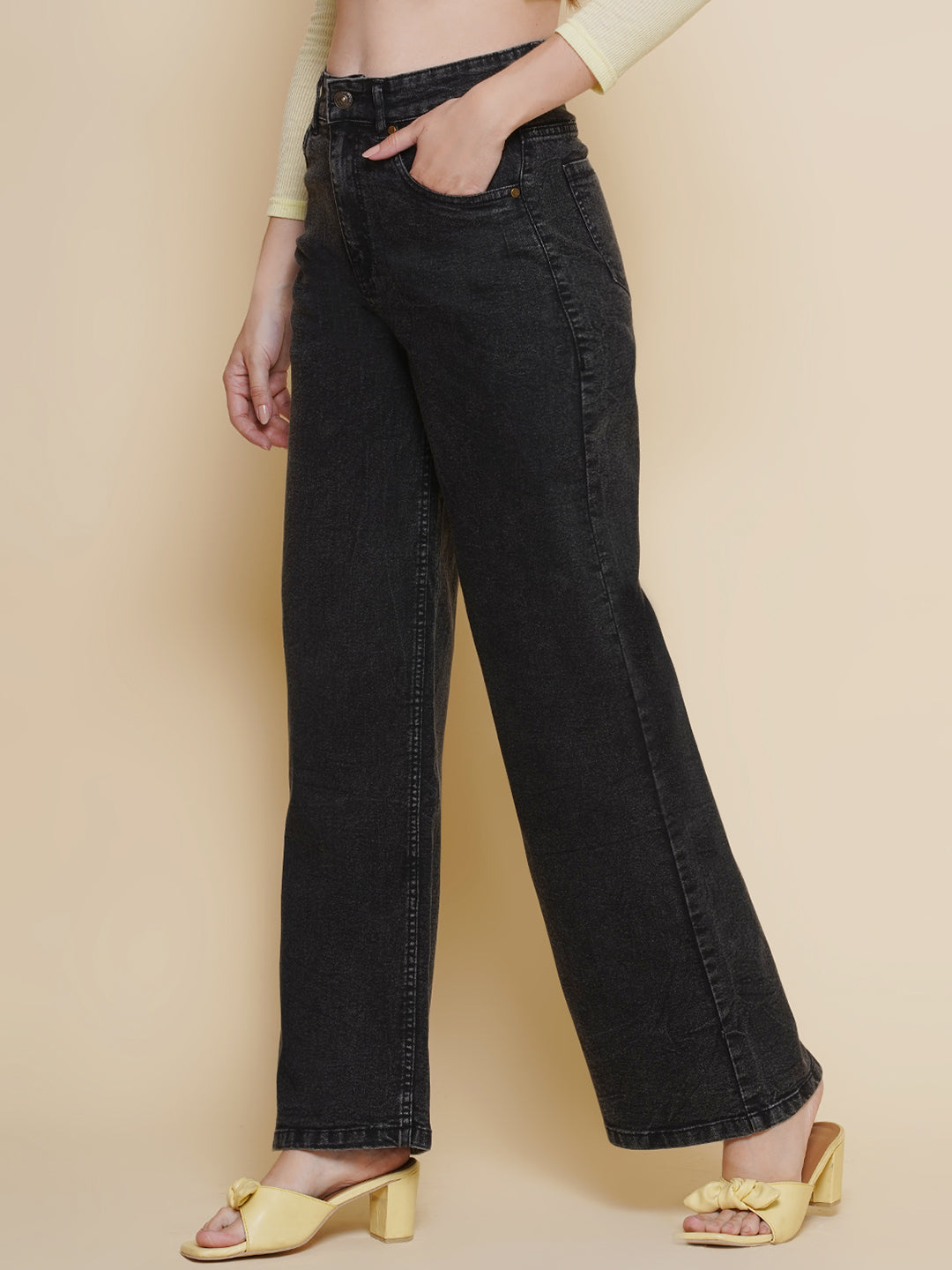 Womens Charcoal Grey Straight Fit Jeans