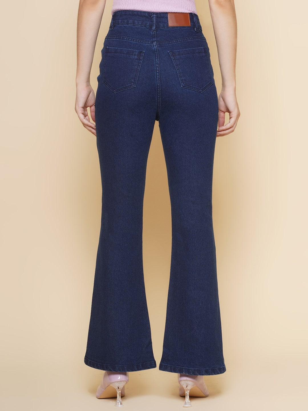 Boot Cut Blue High Rise Jeans For Women