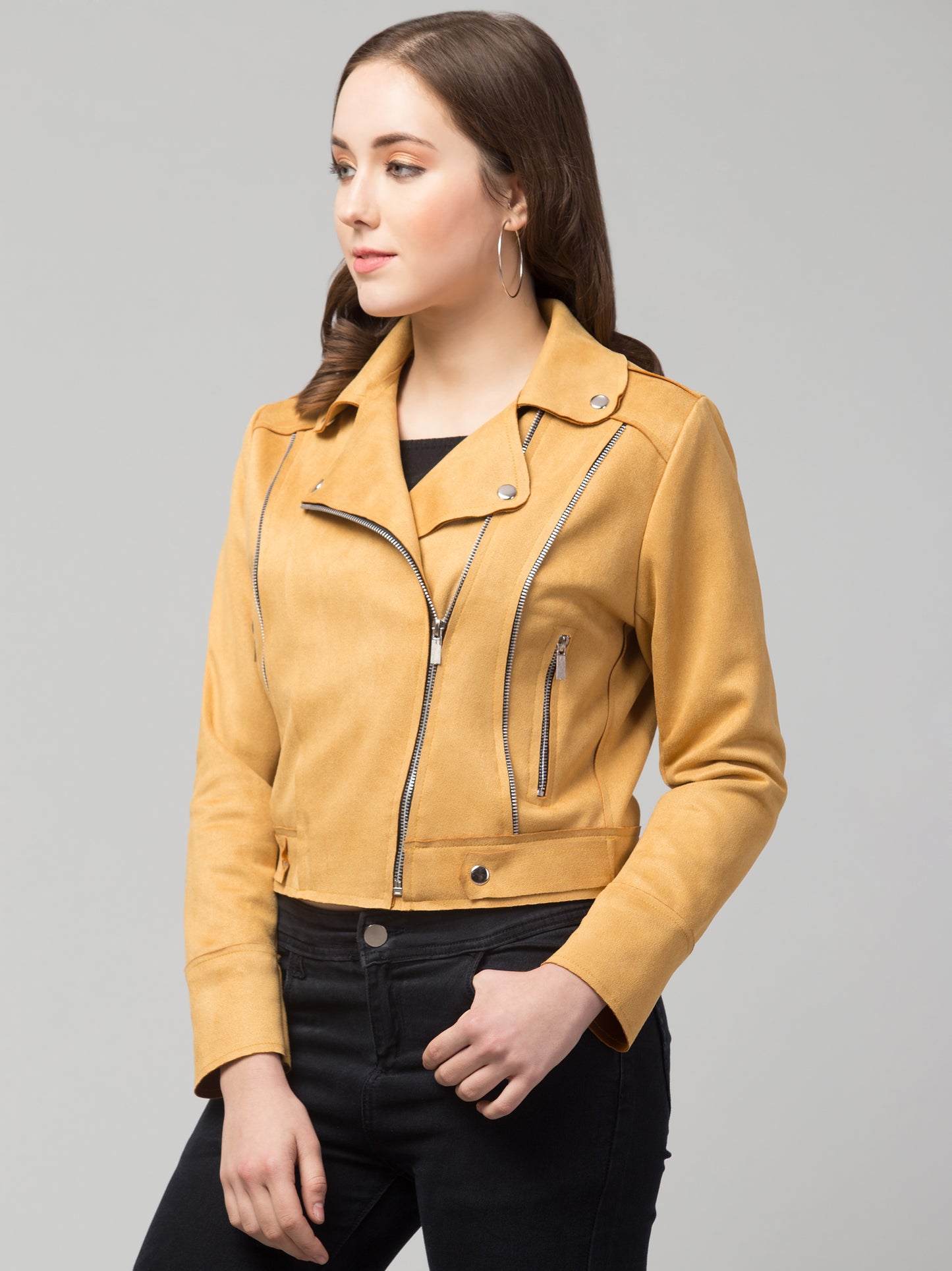 Mustard Girls Suede Fabric Jacket