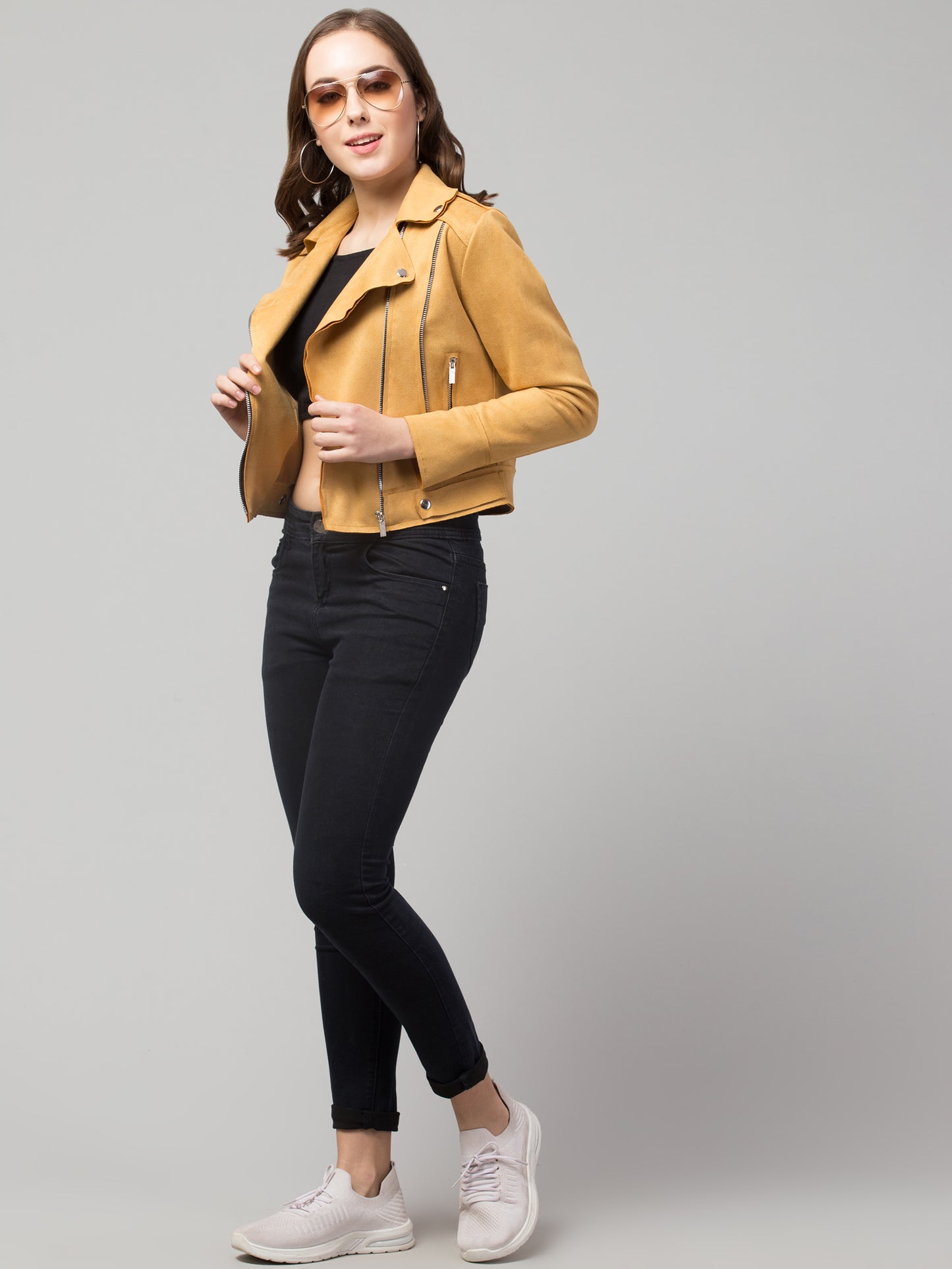 Mustard Girls Suede Fabric Jacket