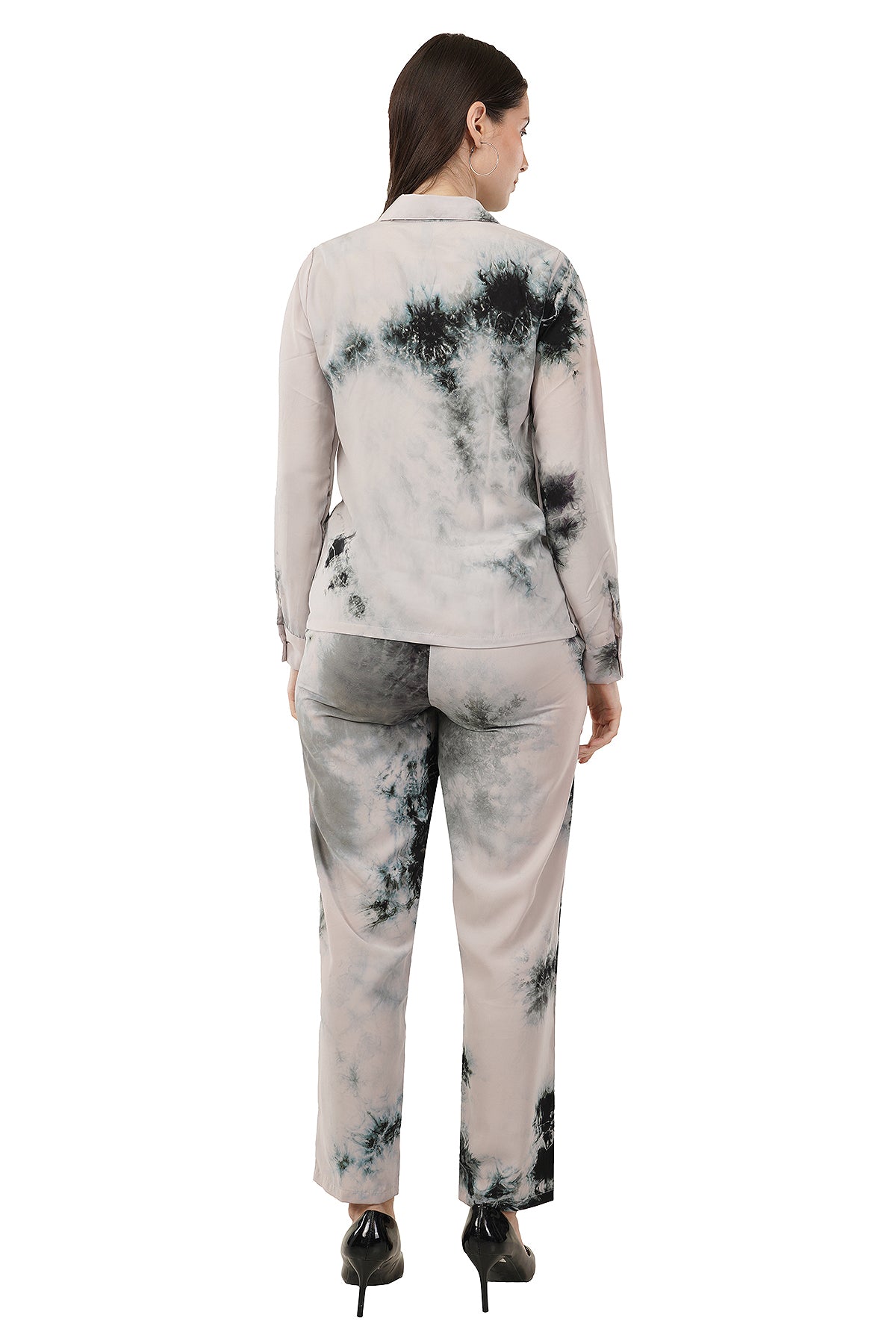 Grey Tie Dye Printed Imported Fabric Cord Set