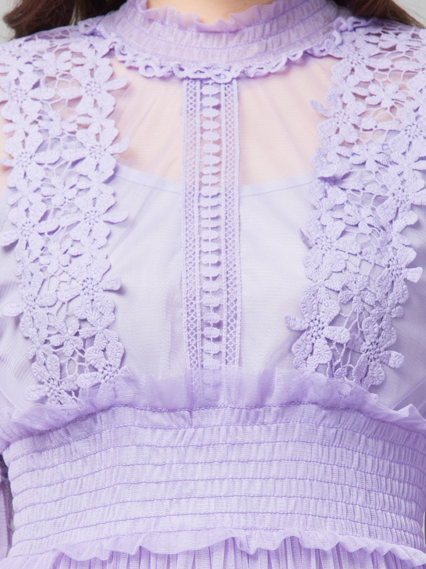 Fuchsia Lace Net Dress With Lining